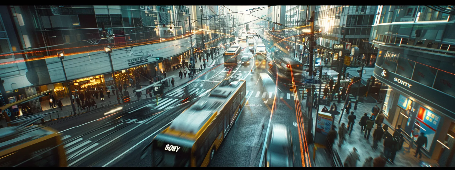 a bustling city street with a modern, efficient public transportation system in action, demonstrating the success of infrastructure ppps in the transportation sector.