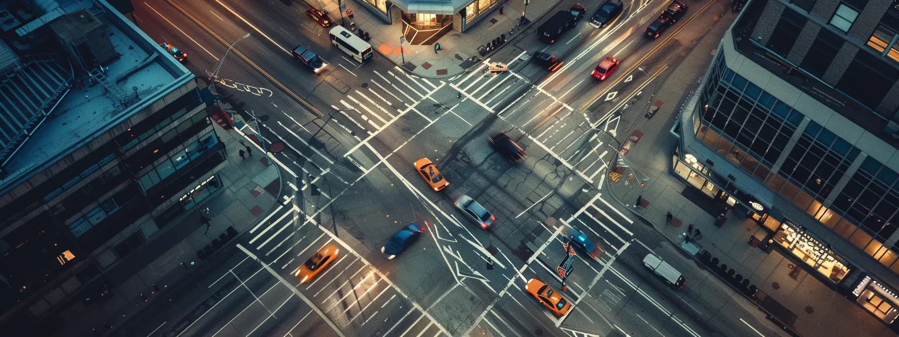 a sleek, futuristic autonomous vehicle smoothly navigating a busy urban intersection with advanced road infrastructure.