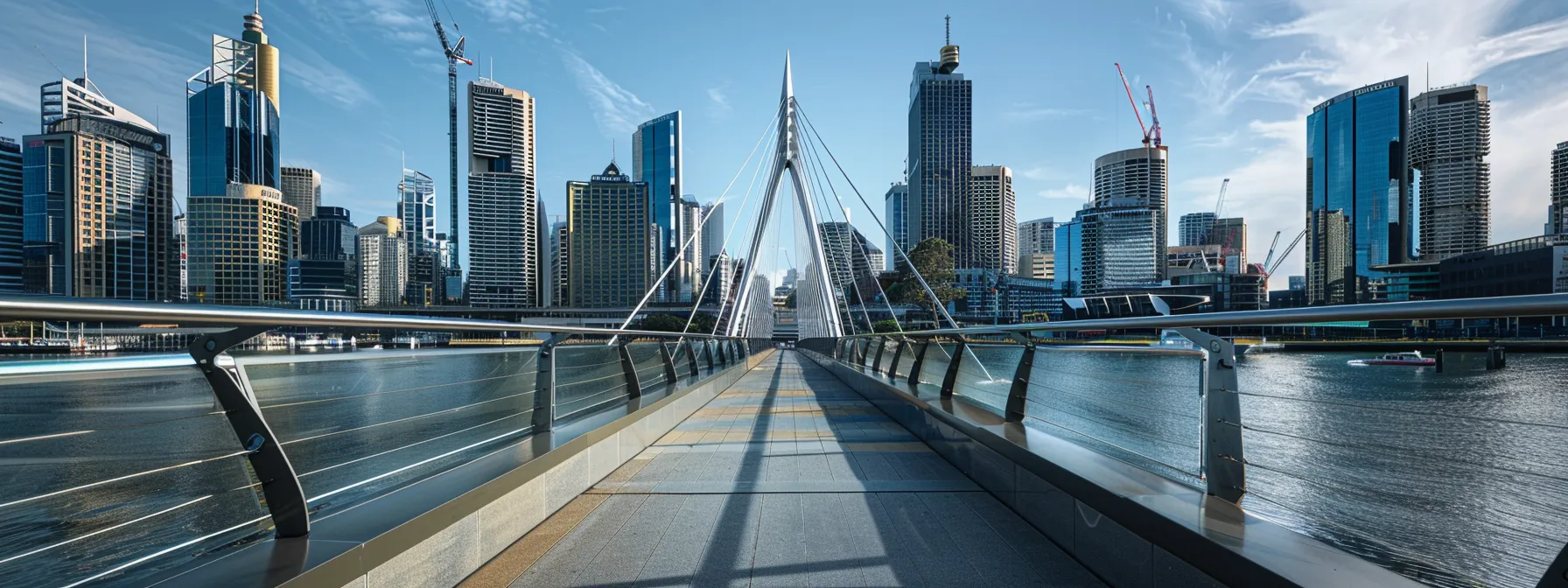 a sleek, modern suspension bridge spanning a bustling cityscape, highlighting the evolution of innovative bridges.