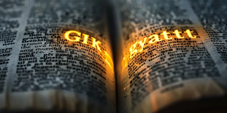 a vintage dictionary open to the page with the word "gyatt" highlighted in bright yellow.