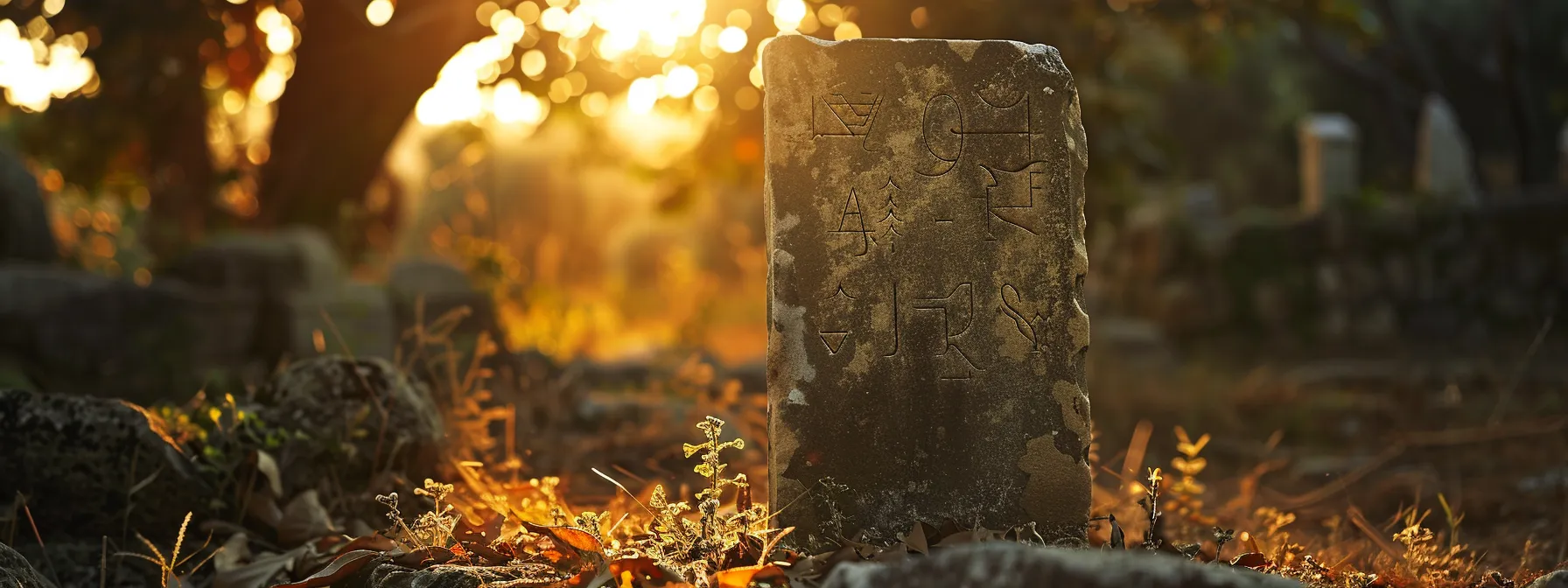 a weathered stone tablet inscribed with the ancient greek letter sigma, standing under the soft glow of a sunset, symbolizing the origins of this iconic symbol in the greek alphabet.