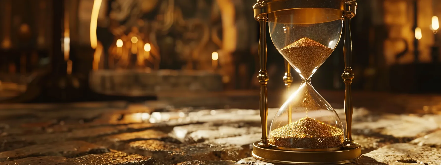 an ancient hourglass filled with golden sand, symbolizing the structured framework of historical periodization using centuries.