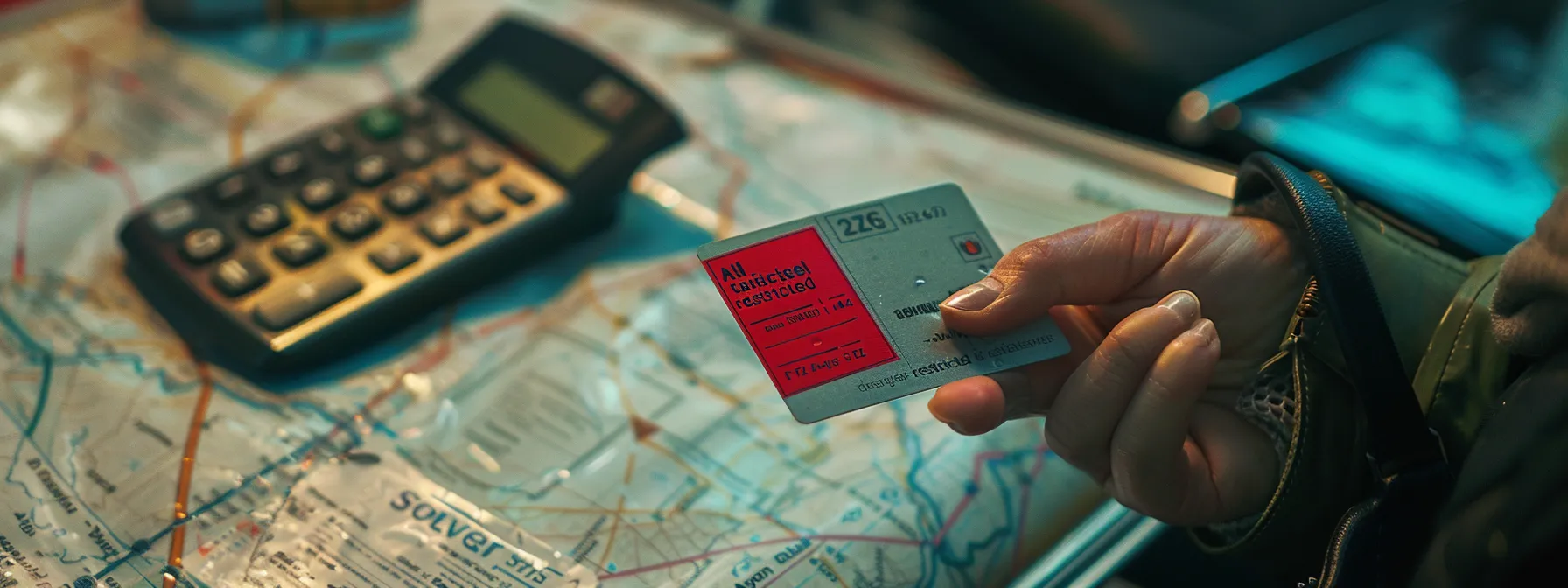 a hand holding a restricted travel card with a red 