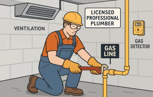 Safe gas line installation