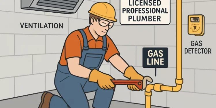 Safe gas line installation